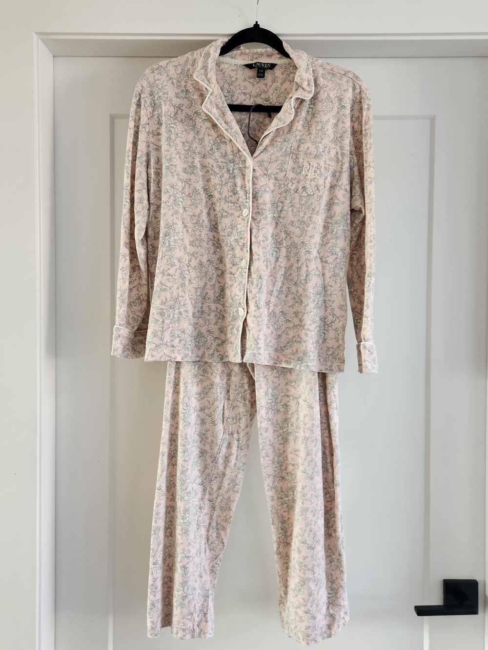 Lauren Ralph Lauren Pink Floral Cotton Pajama Set Sz Large